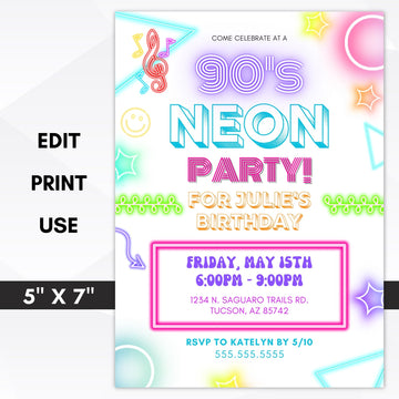 90s birthday party invitation
